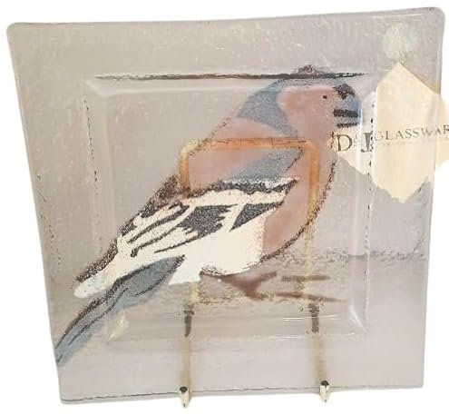 D & J Glassware -Chaffinch Plate - Size 15 cm x 15 cm