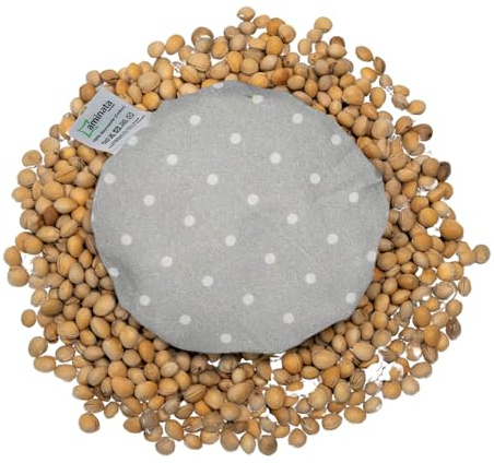 Coussin chauffant aux noyaux de cerise pour bébé fille et garçon – Coussin chauffant pour bébés et tout-petits à pois gris – Coussin de grains pour les maux de ventre et les ballonnements – 15 cm rond