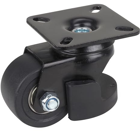 Dörner + Helmer Heberolle, Schwerlastrolle, 300kg Tragkraft, Höhenverstellbar, 65mm x 38mm, mit Feststellfuß, Schwarz