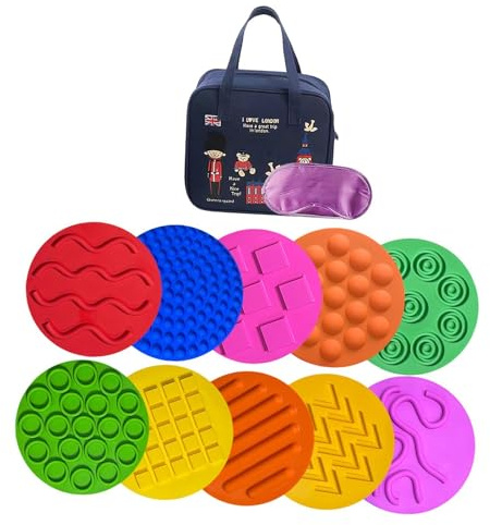 TTETTZ 10 Pezzi di tappetini in Silicone per attività sensoriali per Bambini, Borsa Inglese