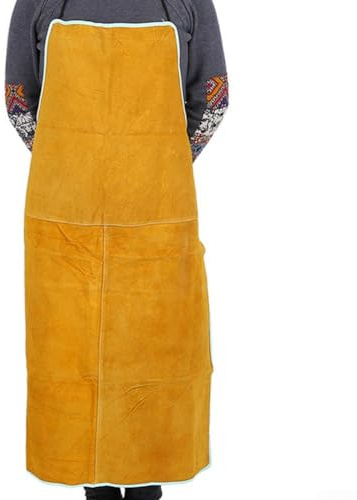 Grembiule da saldatura, in pelle bovina, resistente al calore, ignifugo, copertura completa, 65 x 90 cm, per officina