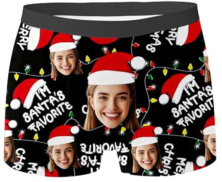 Calzoncillos Personalizados Hombre Boxer Personalizados con Foto Cara Divertida Calzoncillos de Novedad Personalizados Ropa Interior Personalizada Pantalones Cortos Regalo Hombre Boxer Navidad