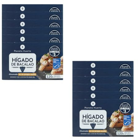 Pack 12x Hígado de bacalao en su propio aceite Planeta Huerto 120 g