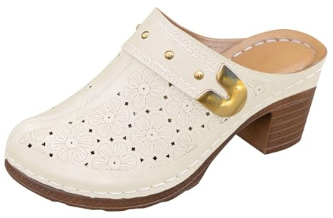 Sandaler damer med klack, höga klackar damer sandaletter plattform pantoletter läder klackskor fram stängda kilsandaler lätta platåpumps slip-on sportsandaler eleganta sommarskor