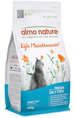 Almo Nature Life Maintenance - Kibble for Adult Cats with Fresh Blue Fish as the 1st Ingredient - 400g Bag
