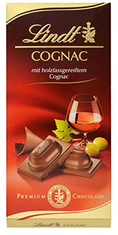 Lindt Schokolade Cognac | 4 x 100 g Tafel | Vollmilch-Schokolade mit holzfassgereiftem Cognac | Schokoladentafel | Schokoladengeschenk