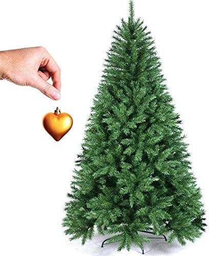 Bakaji Albero Di Natale Pino Cuore d'oro Ecologico e Ignifugo Con Base a Croce In Ferro Pieghevole Super Folto Rami Innesto Ad Uncino Colore Verde (180 cm)