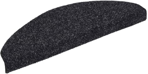 vidaXL Trappmattor självhäftande 15 st 65x21x4 cm svarta halvrunda stora