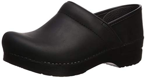 Dansko Women’s Professional Slip-On Clogs –Rocker Sole and Arch Support for Comfort-Ideal for Nursing, Food Service, Healthcare Black Oiled 7.5-8 Wide US