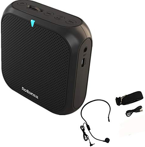 Sprachverstärker Mini Lautsprecher Ultraleicht Wiederaufladbar Stimmverstärker Megaphon mit Mikrofon 5W USB U Disk/TF für Trainer Lehrer Reiseführer Referent Vorträge (Schwarz)
