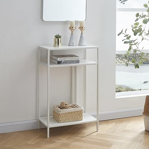 [en.casa] Konsolentisch Kumlinge Wohnzimmertisch schmal 55 x 30 x 85 cm Flurtisch mit Ablage Diele Metall Weiß
