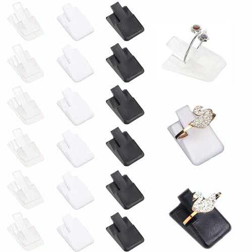 Espositore per Gioielli ad Anello Ltsbaed 36 Pezzi Supporto per Display Anello in Acrilico Plastica Display Ad Anello Adatto per Esposizione Gioielli Vendita - Nero/Bianco/Trasparente 2,5*1,7*1 cm