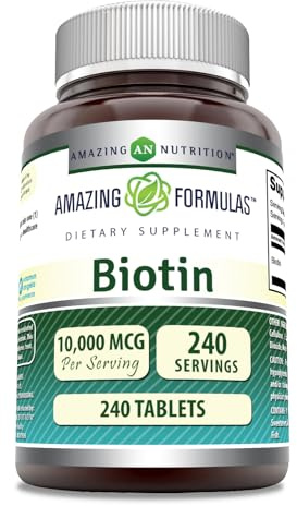 Amazing Formulas Biotin (Vitamin B7) Supplement | 10000 Mcg | 240 Tablets | Non-GMO | Gluten-Free | Made in USA