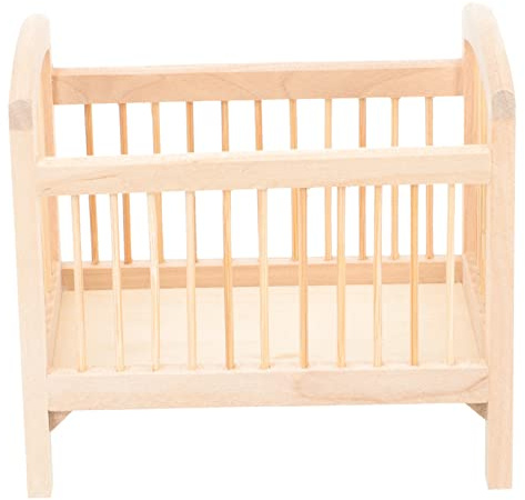 Toyvian Miniature Toys Crib Decor Miniature Bedroom Accessory Doll Crib Ornament Accessory Toy Small Doll Model Room Decor Small Crafts Wooden House