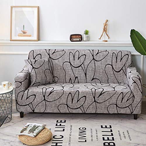 Sofaschoner Grau Schwarz Sofaüberwurf Weich Spandex Sofaschoner rutschfest Couch Überwurf Waschbare Sofa Überzug Sofabezug mit Elastischen Riemen Sofabezug L Form Universelle 3 Sitzer