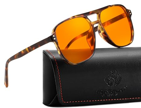 FEISEDY Amber Blue Light Glasses for Computer Gaming Anti Eyestrain Sleep Glasses G2835 Tortoise