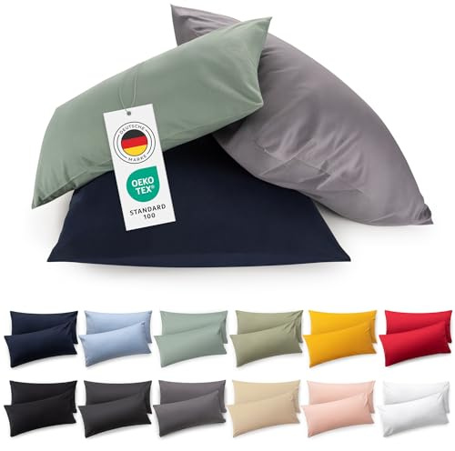 Blumtal Jersey Kissenbezug 30x50 im 2er Set - Oeko-TEX zertifizierte Kopfkissenbezüge 30x50 aus 100% Baumwolle - weiche Kissenhülle für Kissen 30x50 cm mit Reißverschluss - Weiß