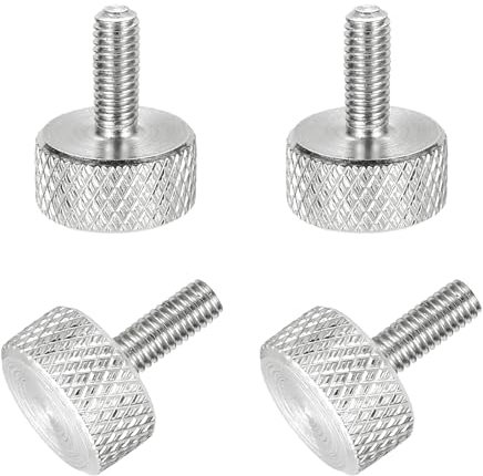 sourcing map 4 Pcs M3x8mm Flat Head Knurled Thumb Screws, 304 Stainless Steel Fully Threaded Thumbscrew Bolts Fasteners for PC Computer Cases Graphics Card, Silver