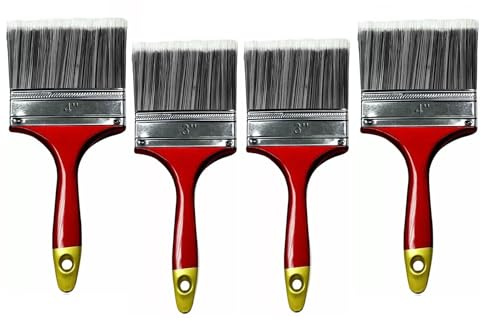 JKG® 4 Pack Paint Brush Set - 2 x 3 & 2 x 4 Brushes For Painting Walls, Sheds and Staining Fences | Big & Small Wooden Handle Masonry Brushes, Varnish, Paste | Wood Decking, Emulsion & Gloss Paint