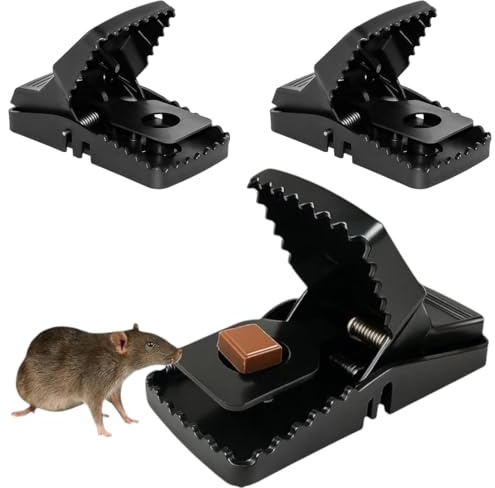 EJRUP 3 Pezzi Trappole per Topi da Interno ed Esterno, Trappola per Topi a Scatto,Trappola Ratti Riutilizzabile, Ratti per Casa e Giardino,Plastica Trappola per Topi Piccoli, Professionale Resistenti