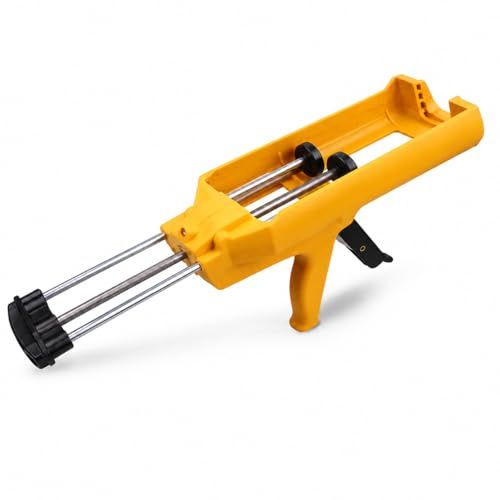 Pistola de silicona doble, pistola de calafateo de cartucho para componentes duales (relación de mezcla 1:1) hasta 450 ml, pistola aplicadora manual de calafateo para adhesivos, selladores, epoxi