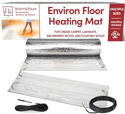 Electric Radiant Floor Heating for Carpet, Laminate and Floating Wood Floors - 9 sq.ft. Cut-and-Turn for Custom Fit – Ultra-Thin Heated Mat - WarmlyYours Environ 1.5 x 6 ft., 120V, 12 Watts/sq.ft.