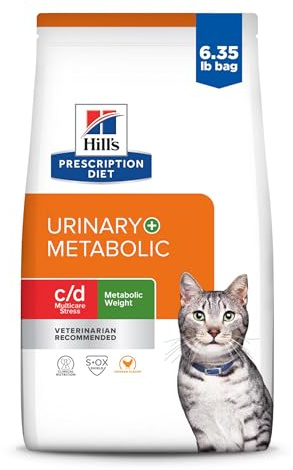Hill's Prescription Diet c/d Multicare Stress + Metabolic Weight Dry Cat Food, Chicken, 6.35 lb. Bag