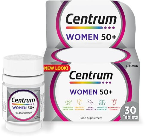 Centrum Women 50+ Tablets Multivitamin & Mineral Supplements, 23 essential nutrients including vitamin D, C, and Iron, 30 ct