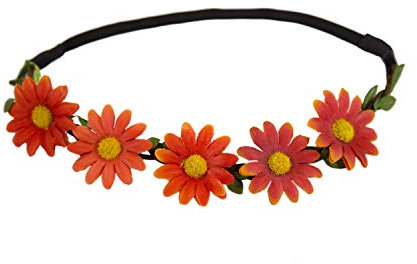 Oblique-Unique® Blumen Haarband Stirnband Blumenkranz Haarschmuck Kopfschmuck Bohemia Style Mädchen Damen - Farbe Wählbar (Orange)