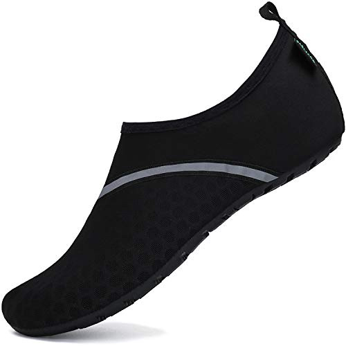 SAGUARO Scarpe da Scoglio Donna Uomo da Immersione Scarpette da Surf Water Shoes Barefoot per Bagno Spiaggia Mare Snorkel Yoga, Nero 46/47