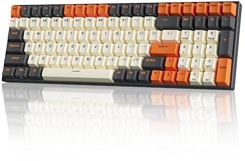 RK ROYAL KLUDGE RK100 Wireless Mechanical Keyboard RGB Backlit Bluetooth5.1/2.4G/Wired 96% Full Size 100-Key Hot Swappable Gaming Keyboard Brown Switch Carbon