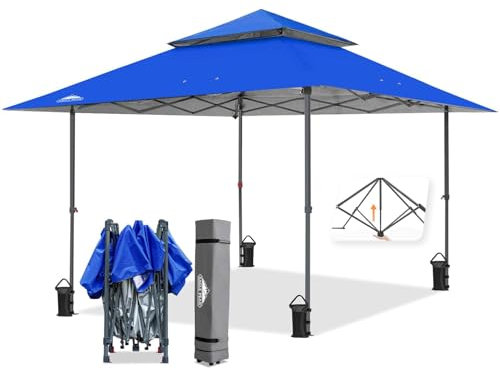 EAGLE PEAK Tonnelle de Jardin 4x4m Extérieur avec l’évent Double Toit Imperméable pour Pavillon Tente de réce (Bleu)