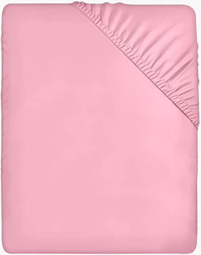 Utopia Bedding - Spannbettlaken 140x200cm - Rosa - Oeko-Tex Zertifiziertes Gebürstete Polyester-Mikrofaser Spannbetttuch - 35 cm Tiefe Tasche