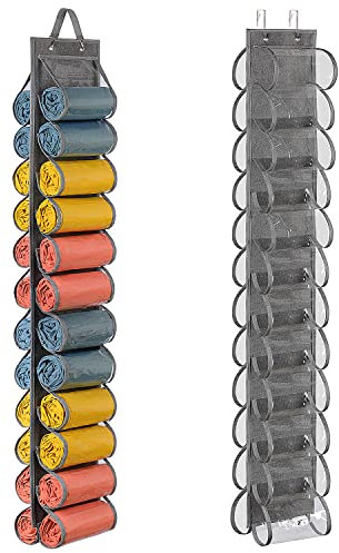 Lirex Hanging Yoga Legging Storage Organizer with 24 Pockets, Foldable Oxford Cloth Hanging Closet Organizer Shirts Jeans Storage Hanger Socks Holder for Family Closet Bedroom, Grey