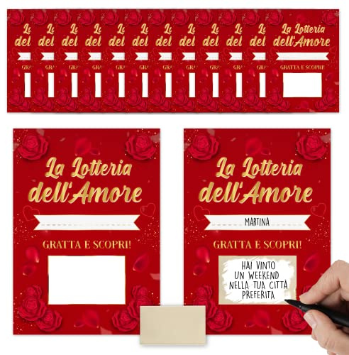 KAÏDENSÏ Idea de regalo de aniversario para él - Lotería del amor 12 rasca y descubre - Ideas regalos divertidos originales - Gadget Tarjetas de felicitación raspables