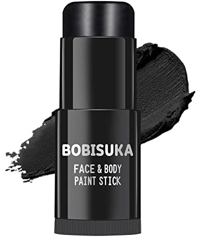 BOBISUKA Halloween Peinture Visage Noir, Peinture Corporelle Face Paint Stick pour Théâtre, Fêtes, Evénements Scolaires, Carnavals, Clowns, Squelettes, Zombies