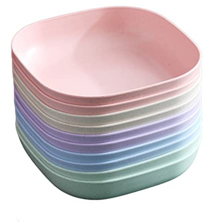 ONEWANGDAFA 10 piatti in plastica riutilizzabili infrangibili, piatti piani profondi, lavabili in lavastoviglie e adatti al microonde, per bambini e adulti, set di stoviglie in colori assortiti
