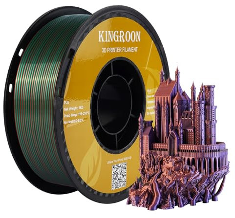 kingroon 3D Printer Filament PLA 3D-Druckerfilament,… (Polymilchsäure, seidengrünes Kupfer)