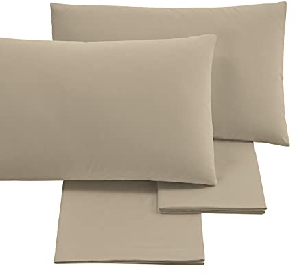 Bee Set Lenzuola letto in calda flanella di cotone ultrasoft - sotto 180X200 H 25cm (Sabbia T.U.)