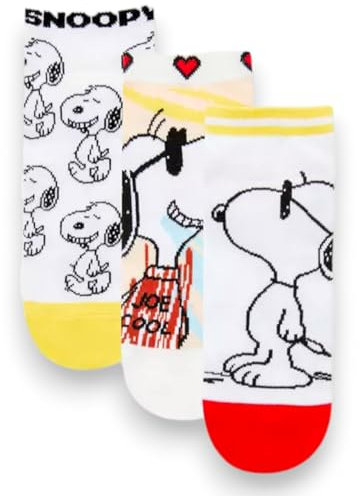 Primark Limited Snoopy-Socken, 3er-Pack, Weiß, offizielle Socken, für Damen, Größe 37-42, weiß