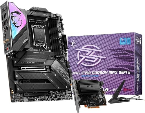MSI MPG Z790 Carbon MAX WiFi II Gaming Motherboard (Supports Intel 12th/13th/14th Gen Processors, LGA 1700, DDR5, PCIe 5.0, M.2, LAN 2.5Gbps, USB 4, Wi-Fi 7, ATX)