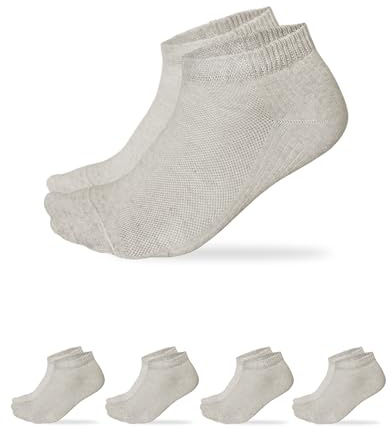VITSOCKS Herr Linne-Bomull Tunn Lätt Sommar Ankelstrumpor (4 PAR) Andas Fräscha, ljusbeige, 42-43