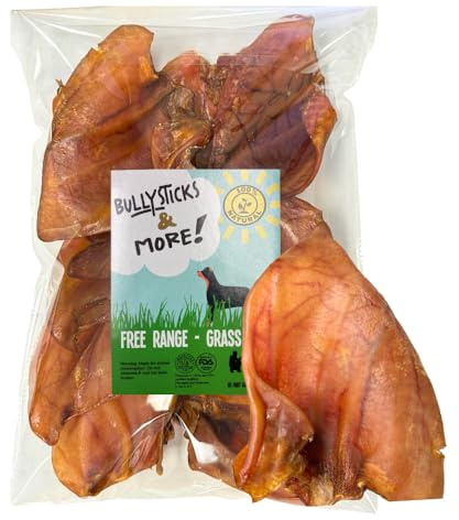 BULLYSTICKS & MORE Pig Ears for Dogs - Large Whole Ears (16 Count) - Dehydrated Pork Ear Dog Chews - No Hide - Animal Ear Bones for Dogs - Long Lasting Dog Chews