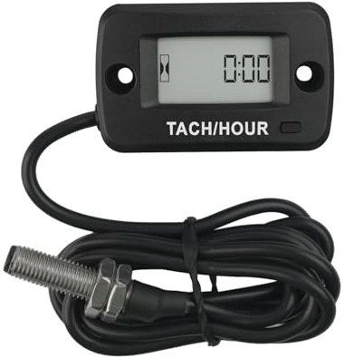 Rileyfine RQ-HM019C Induktiv digital timmätare varvräknare, magnetisk design, SVC-påminnelse, maximal RPM, används för bensinmotorutrustning som generatorer, gräsklippare, motorcyklar, ATV, etc