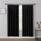 Joydeco Gardinen mit Kräuselband Vorhänge Blickdicht 2 Stück H 175 x B 140 cm Schienensystem Schwarz Verdunkelungsvorhang Thermovorhang Kälteschutz Schlafzimmer Blackout Curtains