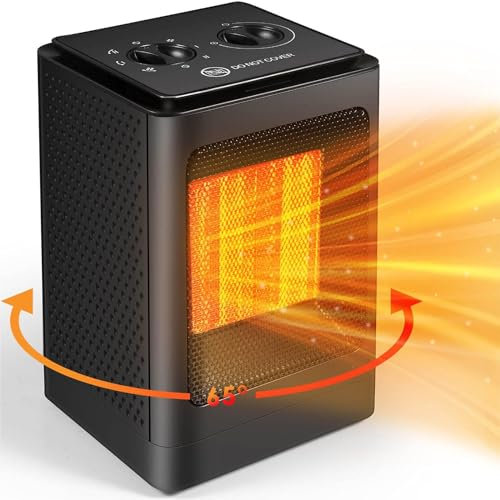 Portable Space Heater, Electric Fan Heater, Heaters for Home Low Energy Silent, 750/1500W PTC Ceramic with Tip-Over and Overheat Protection, Heater with 3 Heat Modes&Thermostat for Home Office