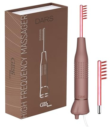 GESS Dars Appareil de massage à haute fréquence avec gaz argon et néon 2 électrodes pour le visage et les cheveux - Bâton à haute fréquence pour le traitement de l'acné, anti-âge et rajeunissement de