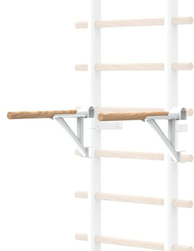 DHT - Soporte de barra doble, accesorio exclusivo de barra de inmersión de escalera sueca, para el hogar, escuela, terapia física y gimnasia, color blanco