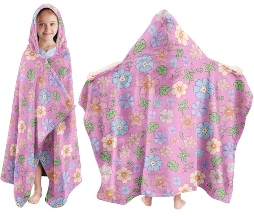 JOPJOLIW Girls Hooded Bath Towel, Toddler Bath Towel 30X50, Cute Flower Poncho Towels for Girls Boys, Absorbent Bath Towels Perfect for Kids Pool Bath Beach Swim