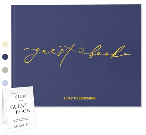 Braveriky Wedding Guest Book for Your Wedding Reception - Elegant Hardcover Polaroid Guestbook with Table Sign - Blank Sign in Book for Birthdays, Baby Showers, Special Events, 9x7, Navy